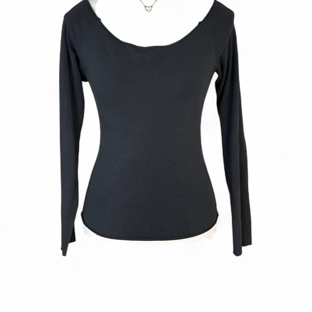 Brandy Melville black dark grayish long off the shoulder sleeve top one size